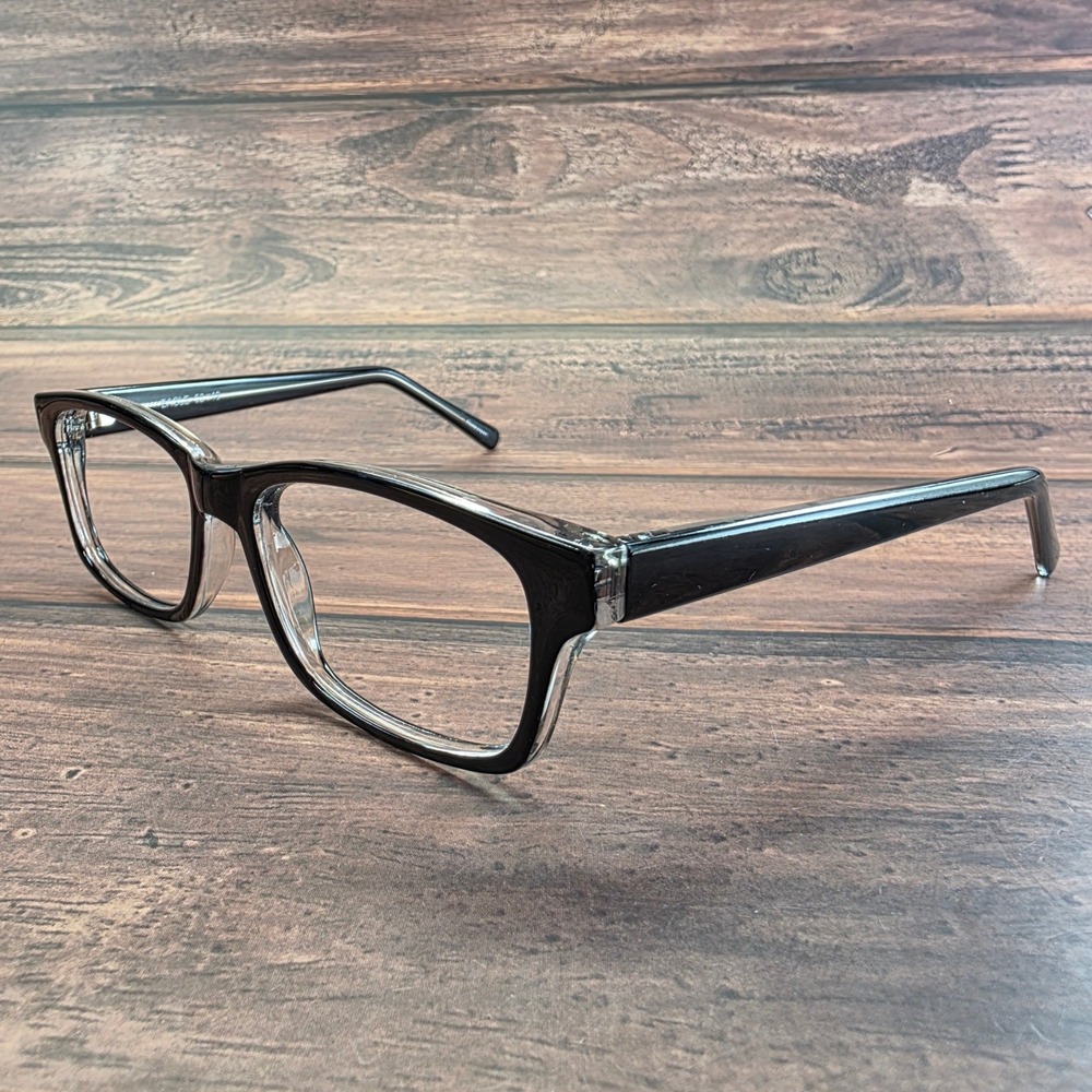 Randolph Eagle Black Clear Rectangular Eyeglass Frames 52-19-145 Japan Made